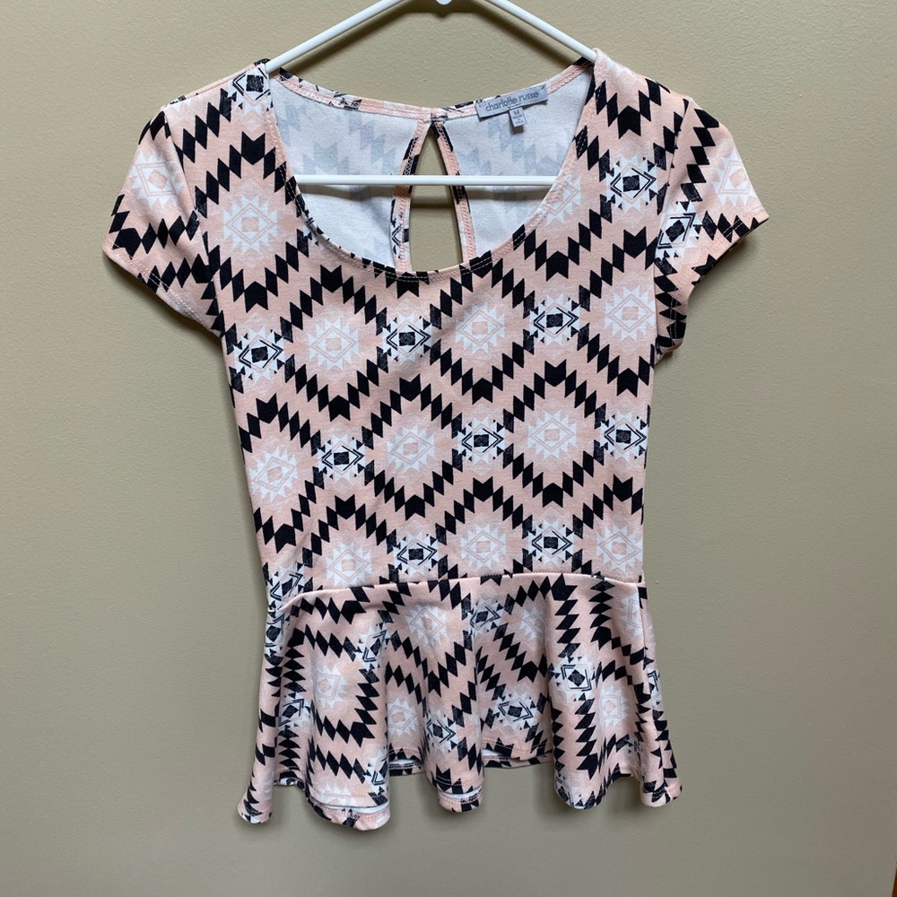 Charlotte Russe Aztec peplum top size M